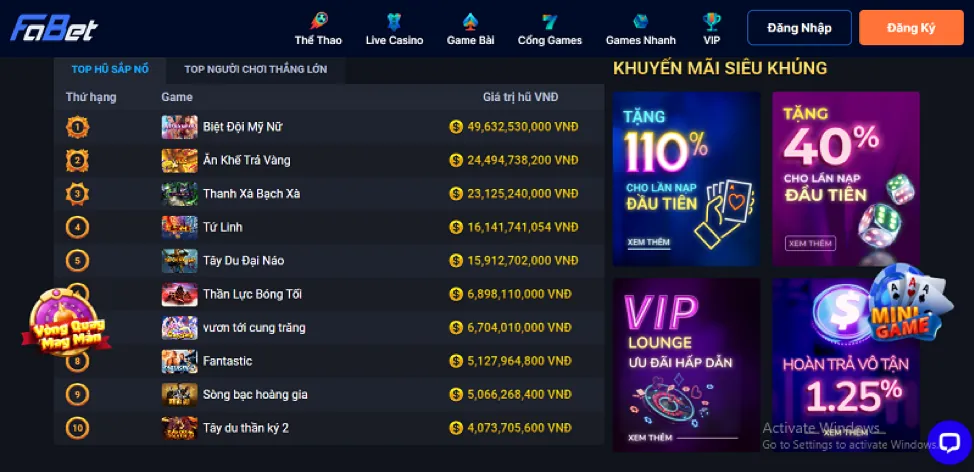 Logo và giao diện của nhà cái Fun88, nổi bật với các trò chơi thể thao và casino
